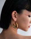 Golden Baguette Dangle Hoops