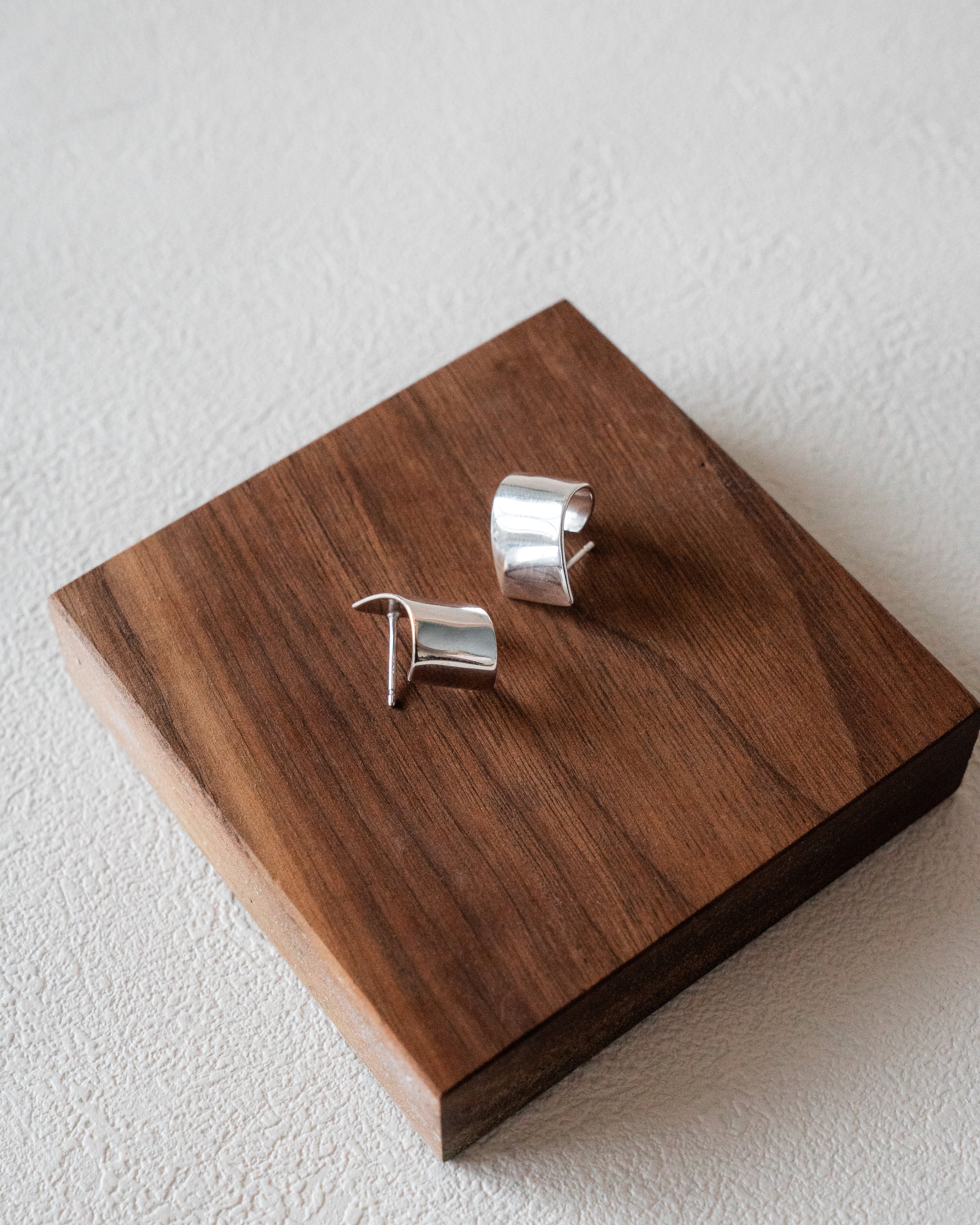 Smooth Slate Stud | Sterling Silver