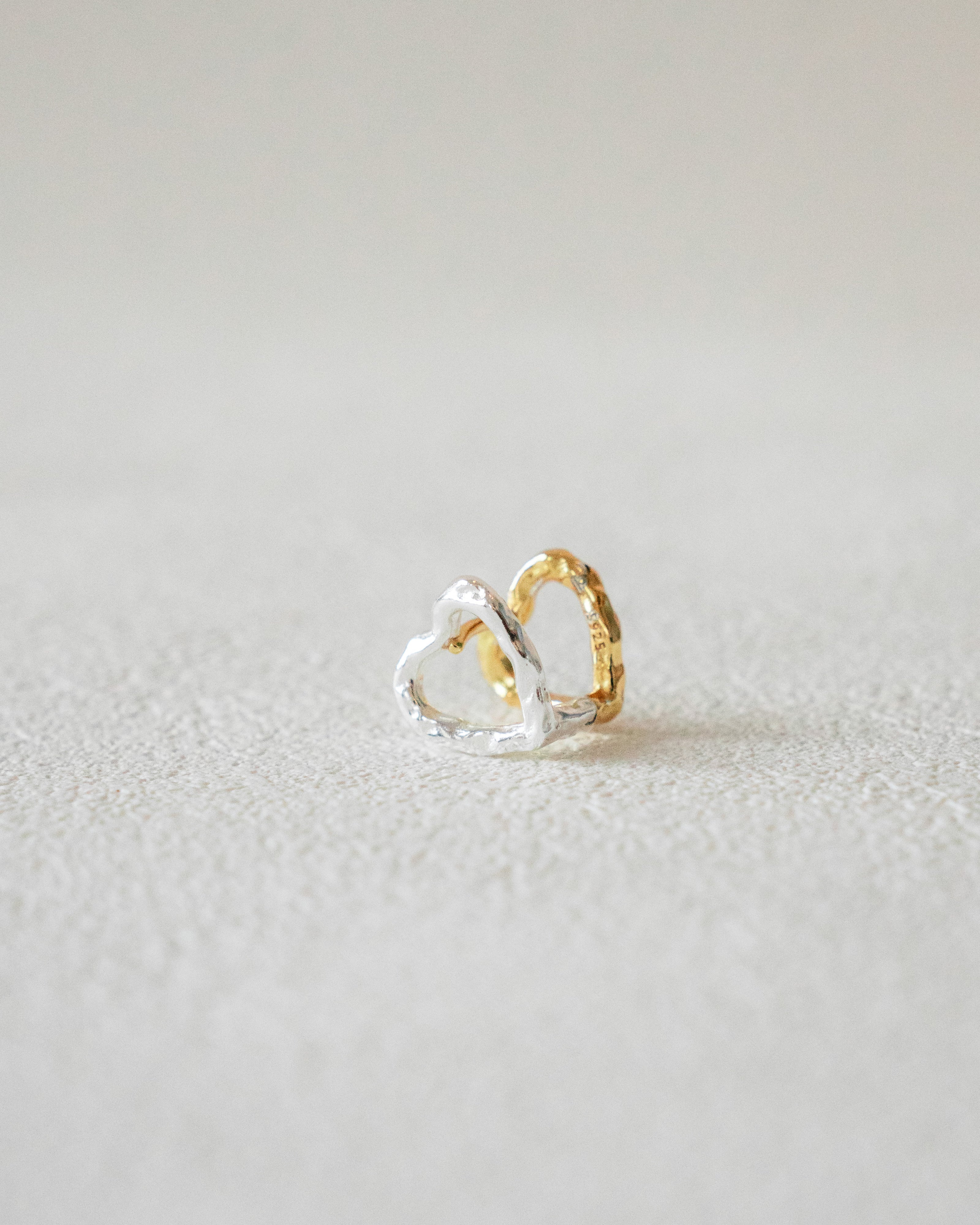 Harmony Duo Tone Heart Hoops | Sterling Silver