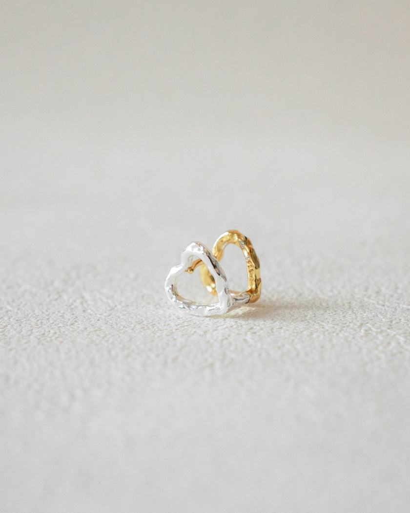 Harmony Duo Tone Heart Hoops | Sterling Silver