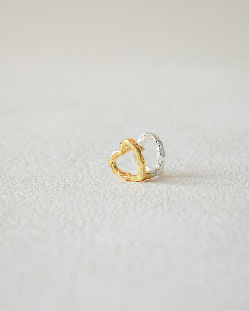 Harmony Duo Tone Heart Hoops | Sterling Silver