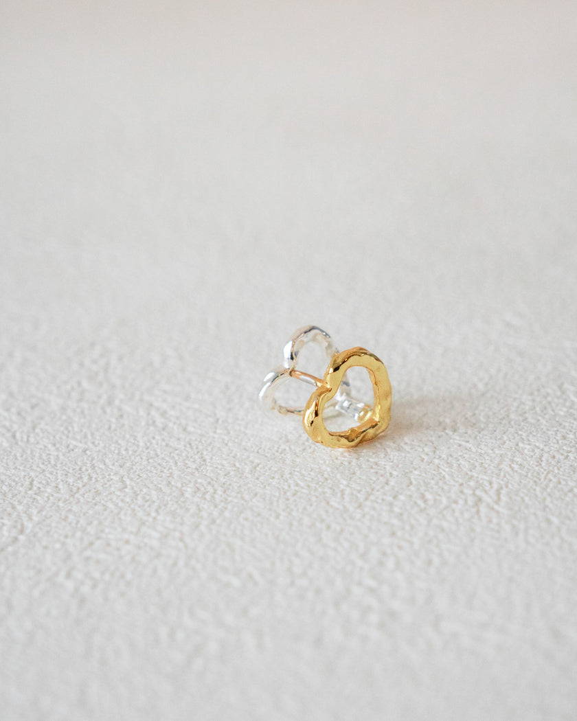 Harmony Duo Tone Heart Hoops | Sterling Silver