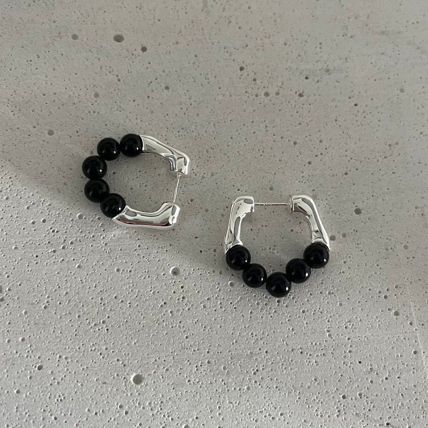 Agate Charm Hoops