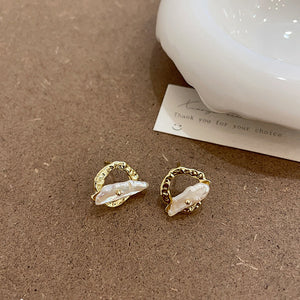 Natural Baroque Shell Stud