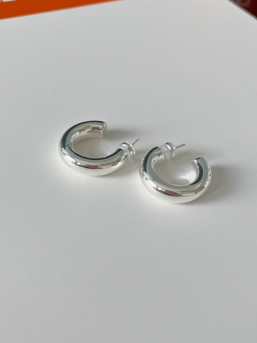 Silver Hoop Studs