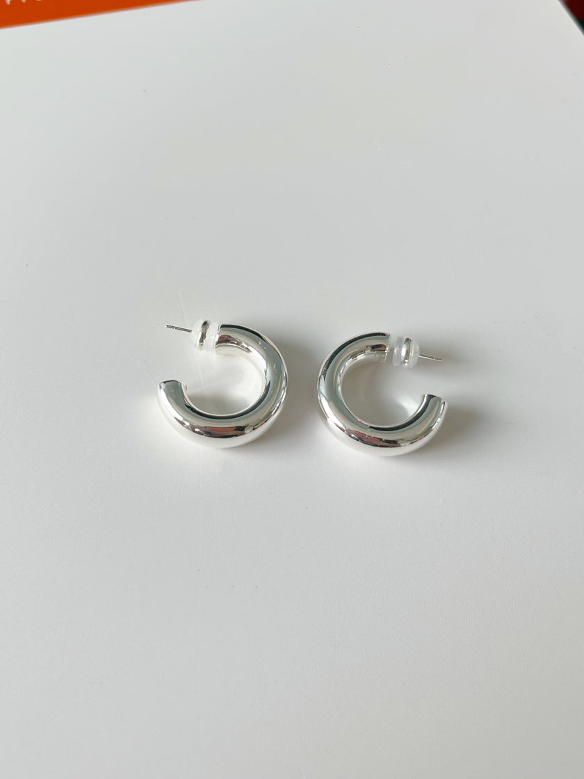 Silver Hoop Studs